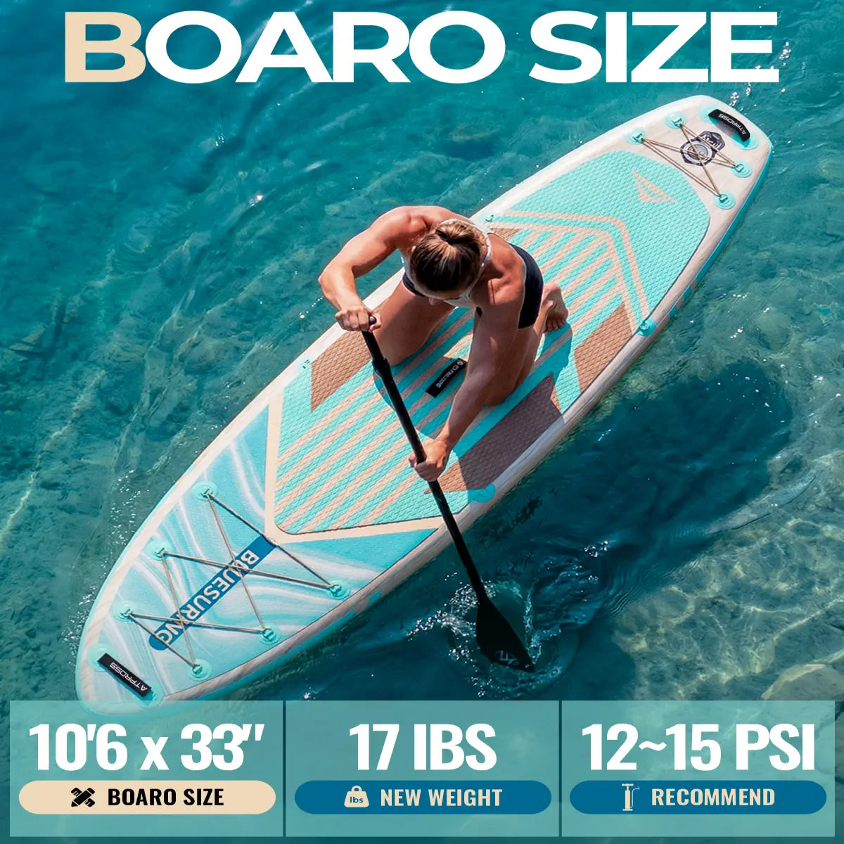 Summervibes Pro 10'6'' Inflatable Stand Up Paddle Board - Extra Wide 400Lbs Capacity, Anti-Slip Deck, Complete Premium Accessories Kit - Perfect for Yoga and Fishing!