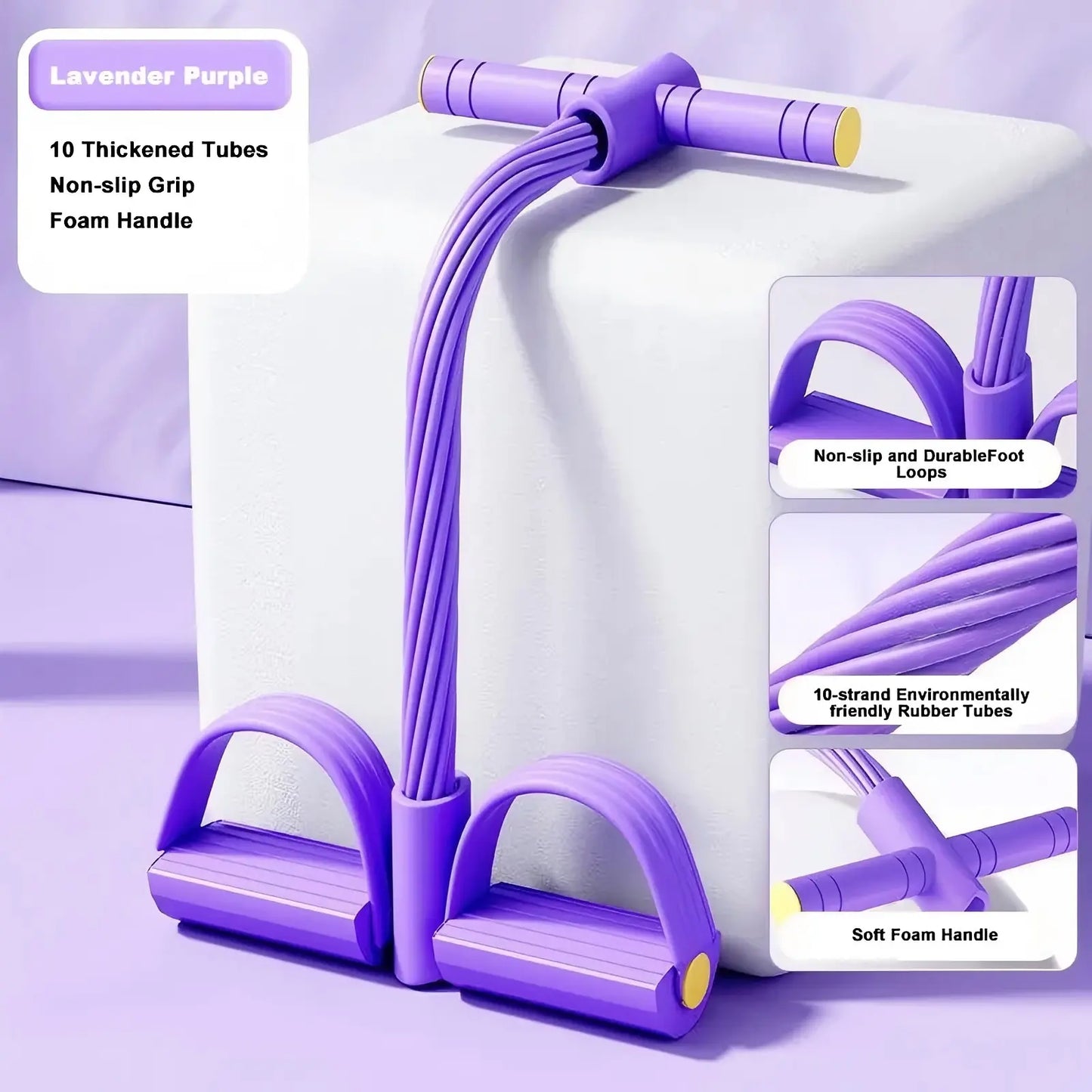 2026 Enhanced Multifunctional Pedal Resistance Trainer with 10 Tubes - Superior Resistance for Comprehensive Home Workouts, Stretching, and Fitness Training