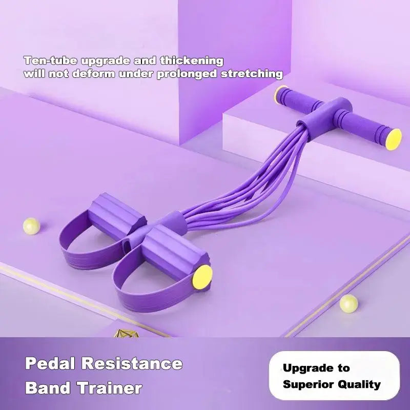 2026 Enhanced Multifunctional Pedal Resistance Trainer with 10 Tubes - Superior Resistance for Comprehensive Home Workouts, Stretching, and Fitness Training