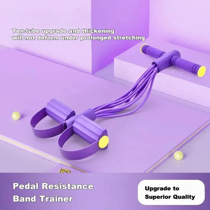 2026 Enhanced Multifunctional Pedal Resistance Trainer with 10 Tubes - Superior Resistance for Comprehensive Home Workouts, Stretching, and Fitness Training