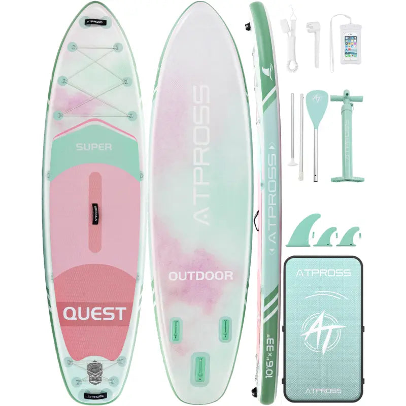 Summervibes Pro 10'6'' Inflatable Stand Up Paddle Board - Extra Wide 400Lbs Capacity, Anti-Slip Deck, Complete Premium Accessories Kit - Perfect for Yoga and Fishing!