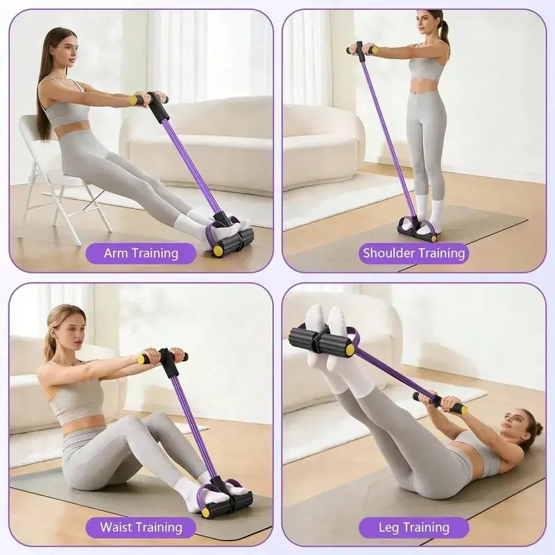 2026 Enhanced Multifunctional Pedal Resistance Trainer with 10 Tubes - Superior Resistance for Comprehensive Home Workouts, Stretching, and Fitness Training