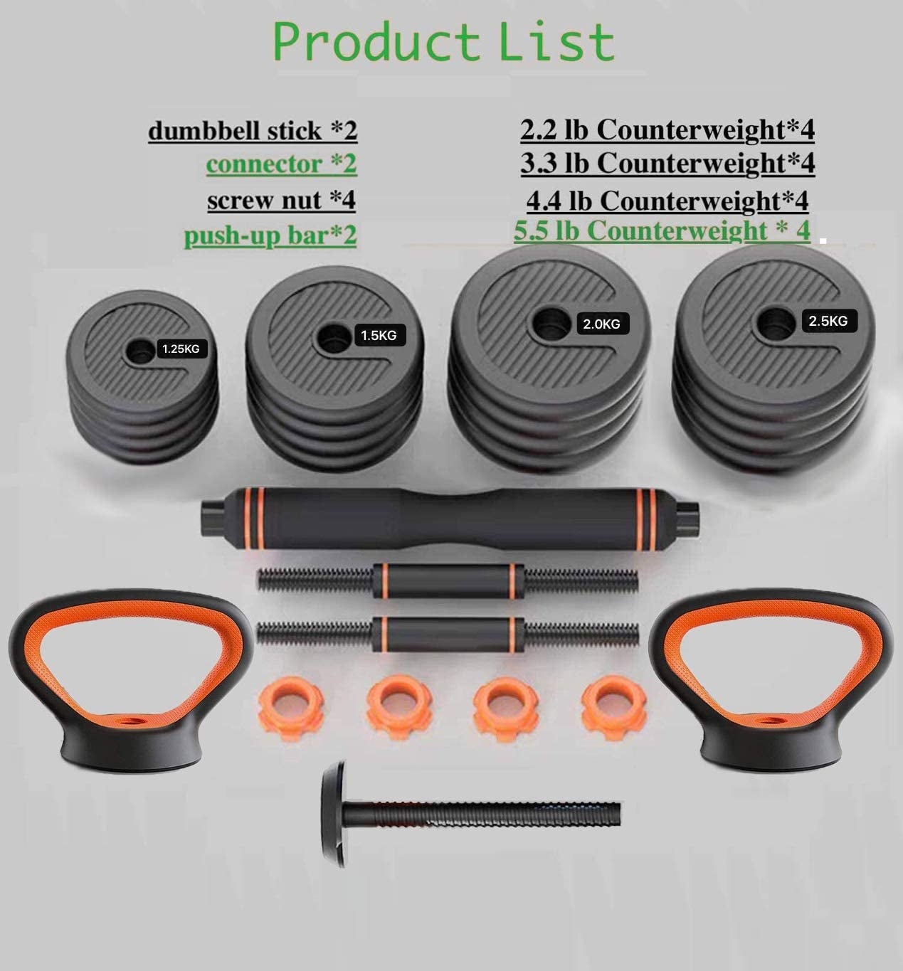 Dumbbells,Dumbbells Set,Adjustable Dumbbells,Barbell Weight Set,Exercise & Fitness Dumbbells,Adjustable Dumbbells Set of 2 (66 Pounds)